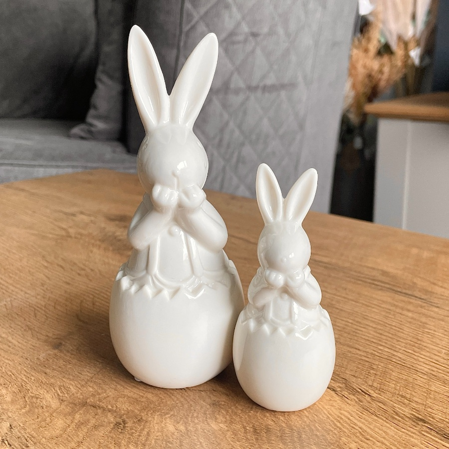 White Bunny Egg Ornament