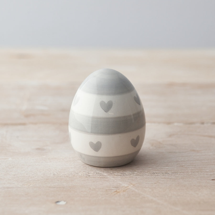 Stripe And Heart Egg Ornament