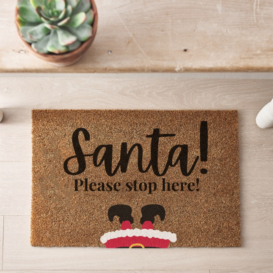 Santa Stop Here Coir Doormat