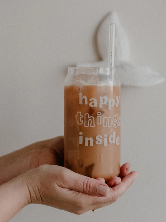 Nordic Tall Drinking Glass - Happy things inside